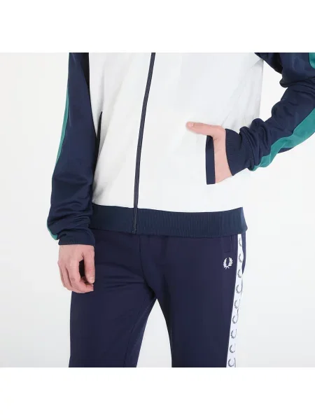 Sweatshirt FRED PERRY Contrast Sleeve Track Jacket Snow White M alb