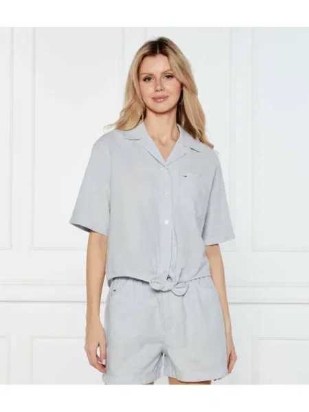 Tommy Jeans Cămașă | | cu adaos de in albastru