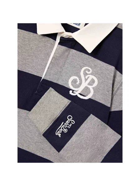 Koszulka polo Saint Barth w paski z logo niebieska