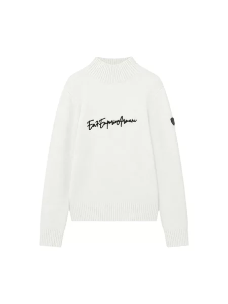 Sweter z golfem Emporio Armani Ea7 wełniany biały