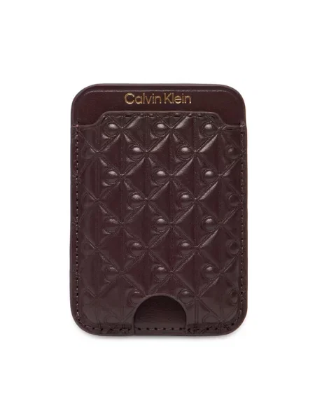 Calvin Klein Etui na karty kredytowe Aop Leather Magnetic Card Case bordowy