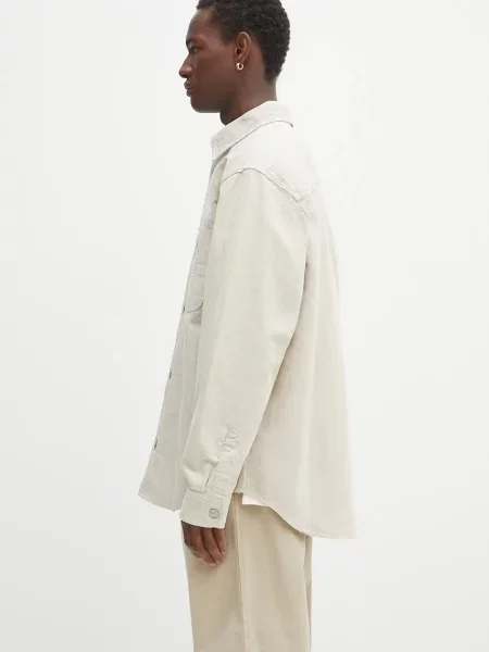 Πουκάμισο με μείγμα από λινό Carhartt WIP Walter ανδρικό μπεζ