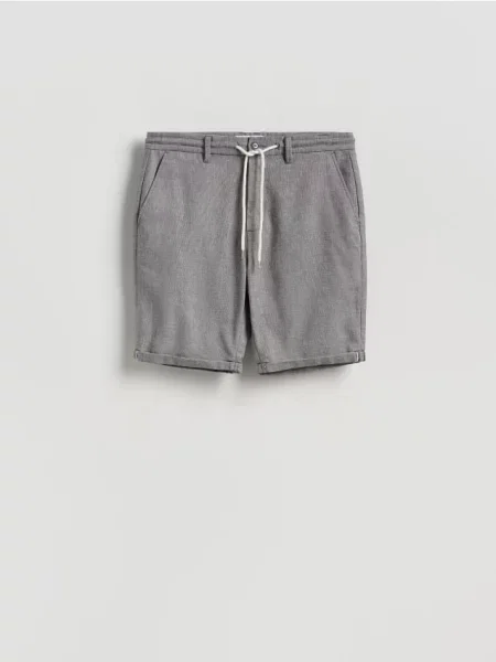 Reserved Pantaloni scurți regular cu adaos de in gri-închis gri