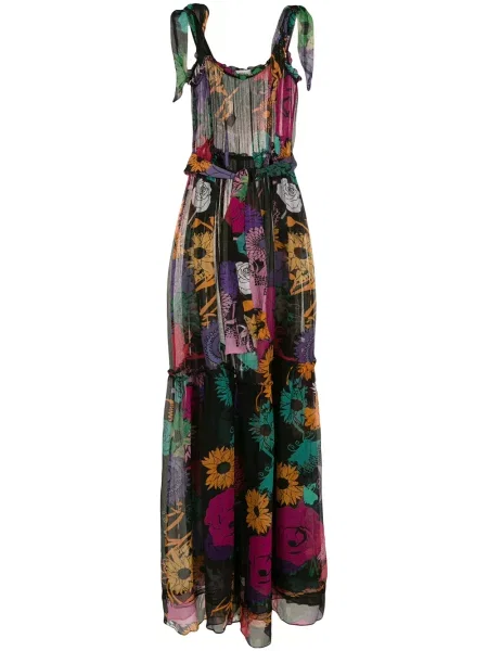 Jedwabna przezroczysta sukienka maxi Amir Slama garniturowa czarna