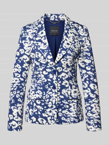 Marynarka w kratę o kroju slim fit z z patką Marc Cain niebieska