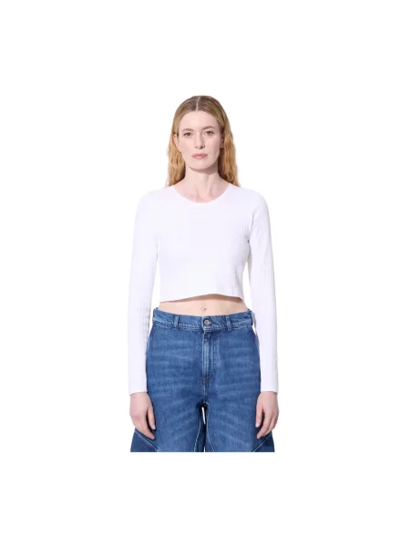 Top Jw Anderson z długim rękawem o skróconej długości z logo biały