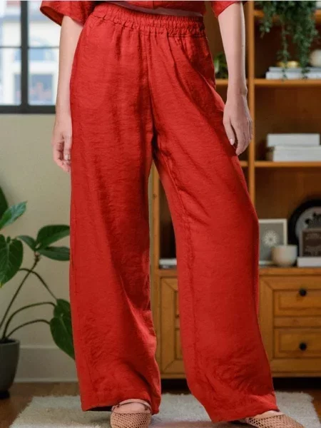 Штани wide leg червоний