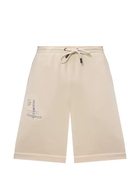 Pantaloni scurți Off-white cu imagine cu cordon alb