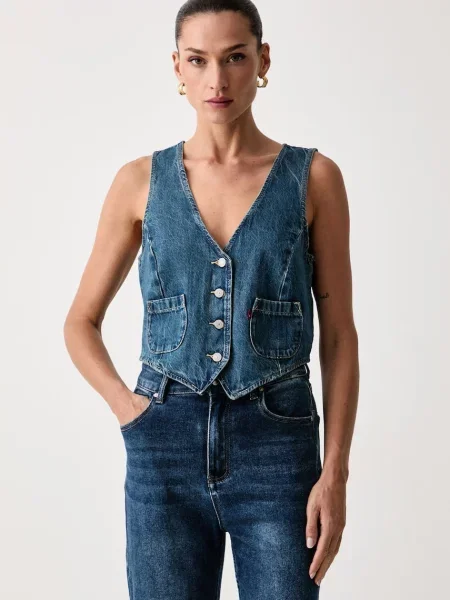 Levi's vestă pentru femei din denim TAILORED DENIM albastru