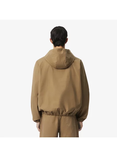 Lacoste Wodoodporna Kurtka Canvas Z Półsuwakiem Z Naszywką brązowa