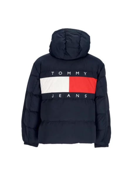 Lniana kurtka Tommy Jeans niebieska