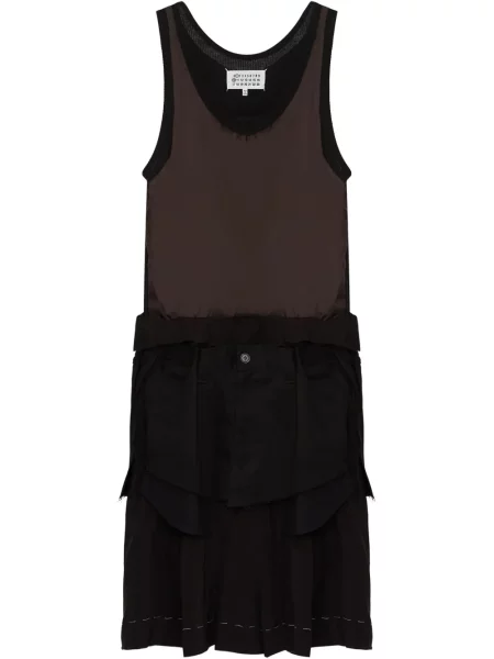 Rochie midi Maison Margiela până la genunchi din poplin de costum maro
