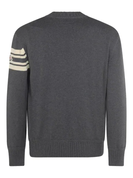 Pulover Moncler cu broderie cu dungi gri
