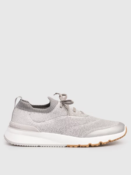 Кросівки з фактурним логотипом Brunello Cucinelli сірі