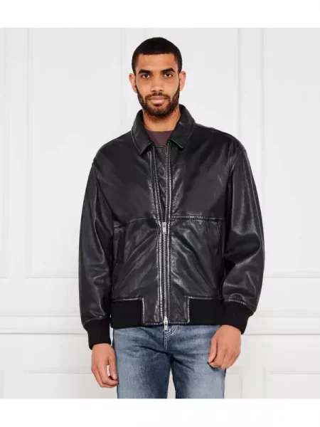 BOSS ORANGE De piele geacă Joberg | Relaxed fit negru