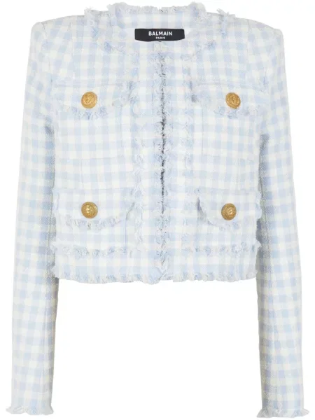 Geacă Balmain din tweed albastru