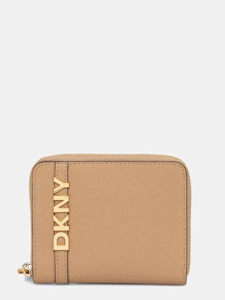 Кожен портфейл Dkny бежово