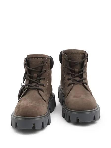 Trekking gležnjače Moncler s vezicama s čipkom smeđa