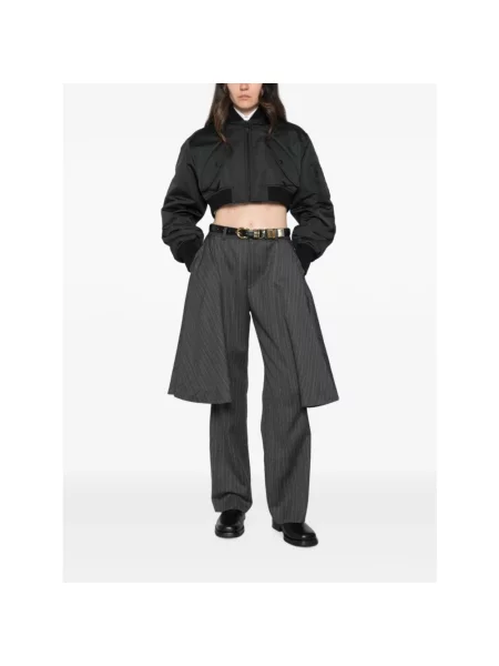 Lniany kurtka bomber Balenciaga czarny