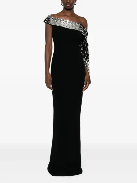 Rochie maxi Jean-louis Sabaji cu broderie de costum negru