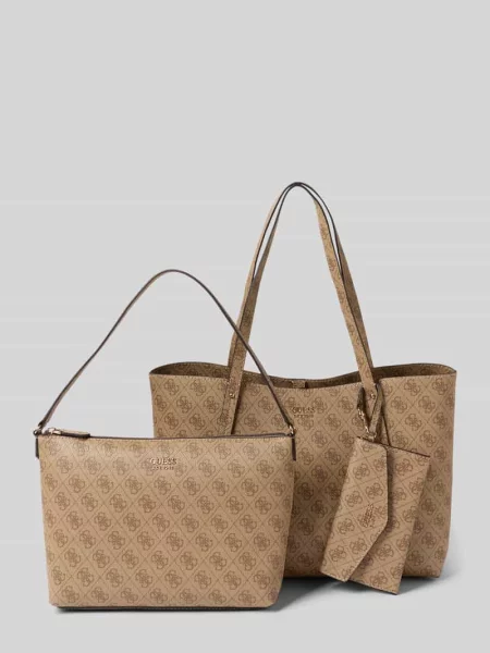 Shopperka Guess z nadrukiem beżowa