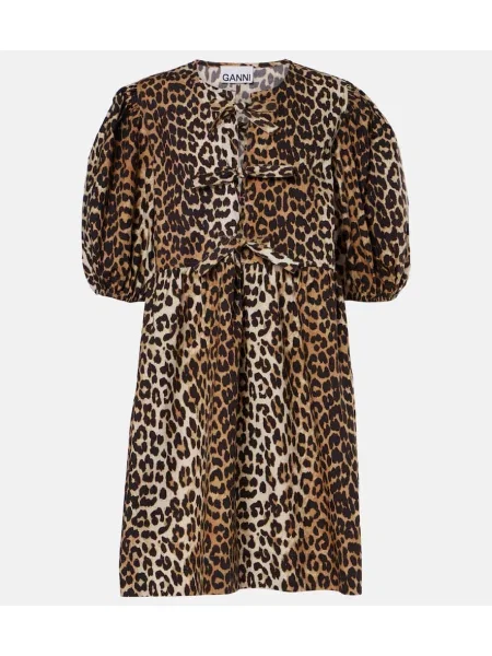 Rochie Ganni cu imagine cu model leopard maro