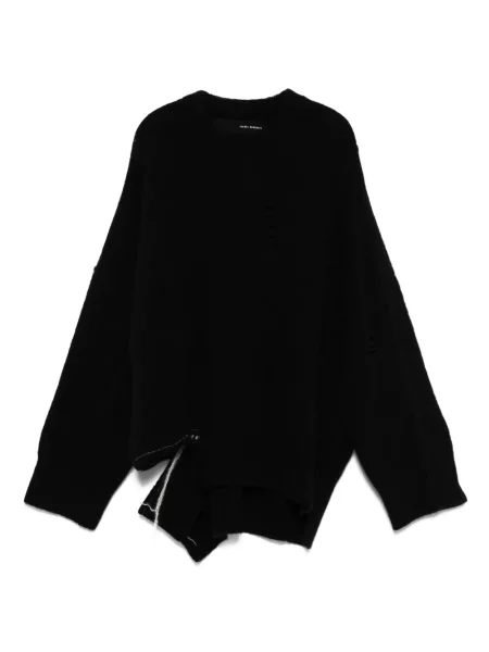 Sweter Isabel Benenato z przetarciami z wełny merino czarny