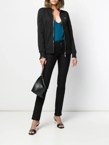 Nėriniuotos liesas skinny fit džinsai Philipp Plein juoda