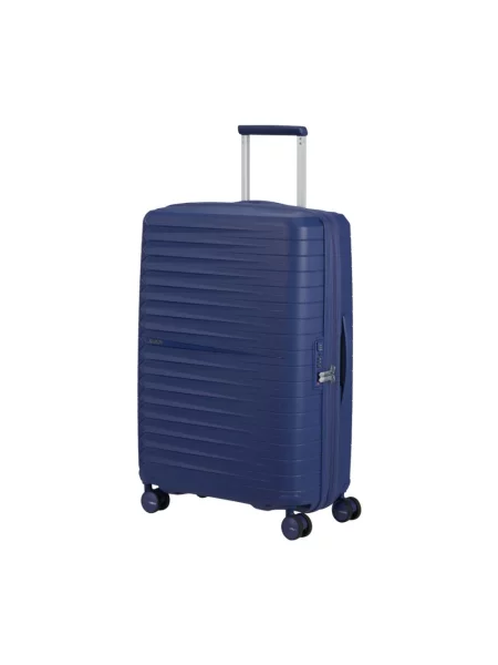 Lniana walizka American Tourister niebieska