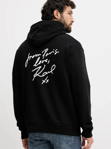 Karl Lagerfeld hanorac de Karl Lagerfeld x Paris Hilton cu glugă cu imprimeu negru