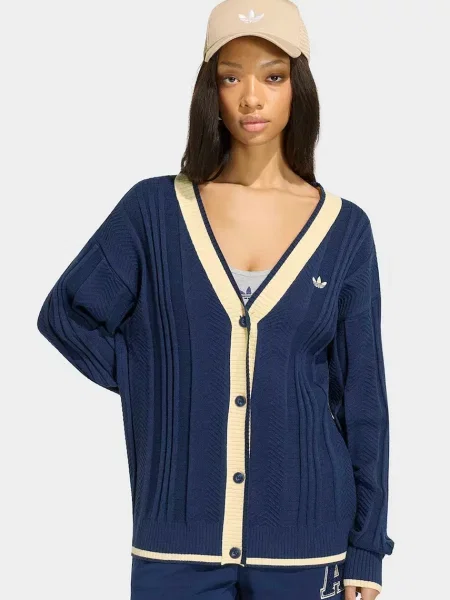 Sweter adidas Cable Knit Cardigan Night Indigo XS granatowy
