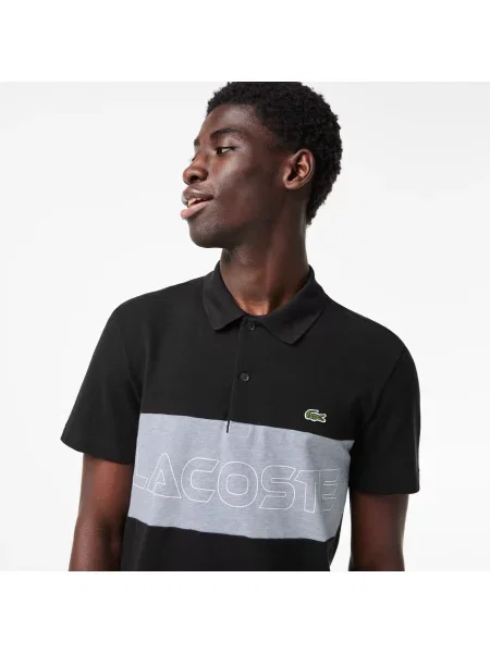 Lacoste Koszulka Polo Regular Fit Stretch Piqué Z Blokami Kolorów czarna