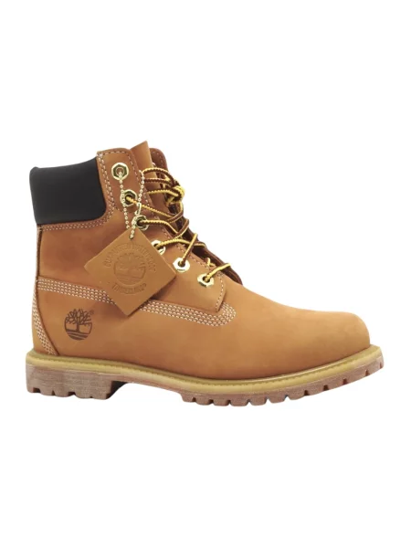 Botki Timberland skórzane na płaskim obcasie beżowe