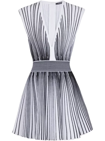 Rochie Balmain tricotate evazată alb