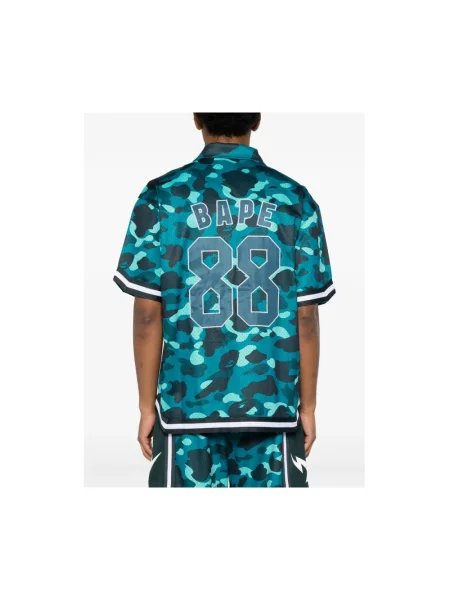 Krótka koszula z krótkim rękawem A Bathing Ape® z krótkim rękawem z kołnierzem zielona