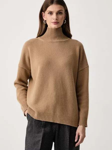 Weekend Max Mara пуловер с ниско поло дамски от вълна WKDBORGIA бежово