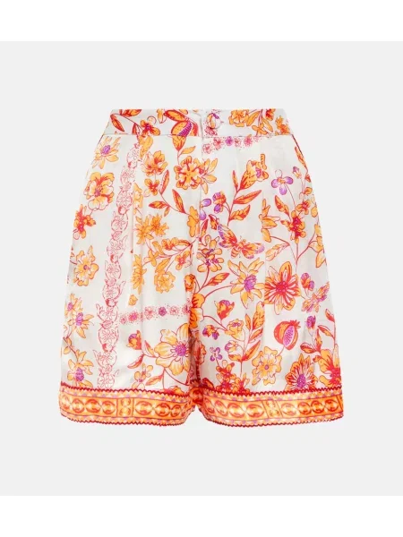 Pantaloni scurți Poupette St Barth din satin cu model floral
