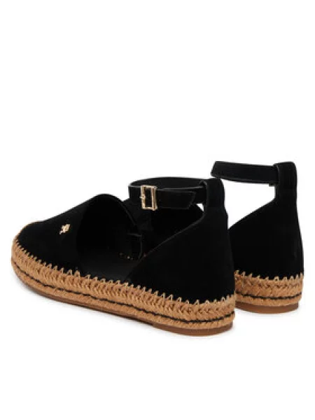 Tommy Hilfiger Espadrile Th Platform Espad Suede Strap črna