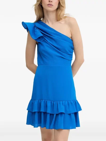 Rochie mini Morgan cu volane cu un umăr gol albastru