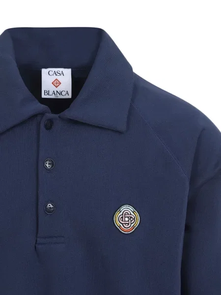 Tricou polo Casablanca cu broderie albastru