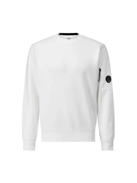 Lniana bluza polarowa C.p. Company z dekoltem w kształcie litery U casual biała