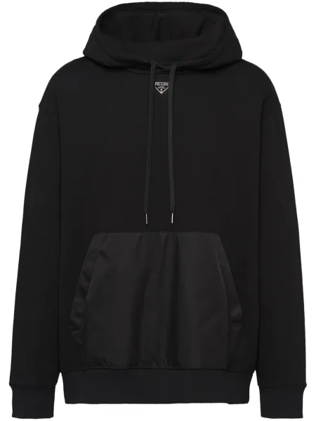 Hanorac cu glugă Prada din fleece negru