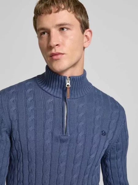 Sweter dzianinowy z czystej bawełny Superdry granatowy