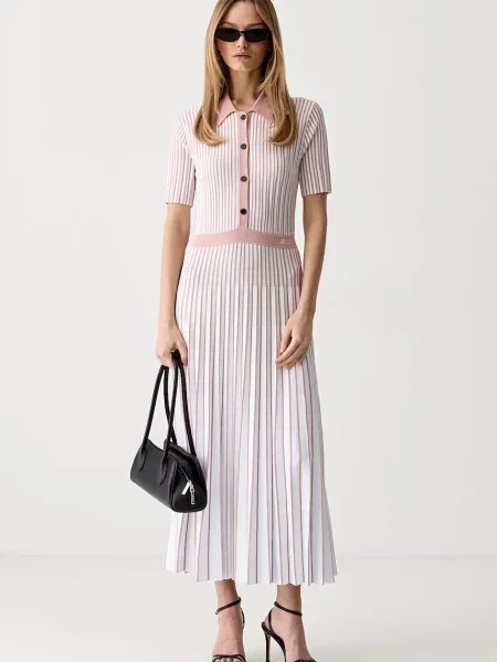Karl Lagerfeld rochie plisată cu vâscoză alb