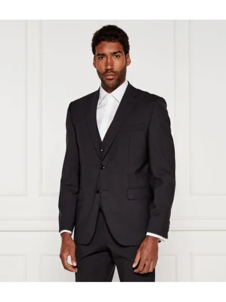 BOSS BLACK De lână sacou negru