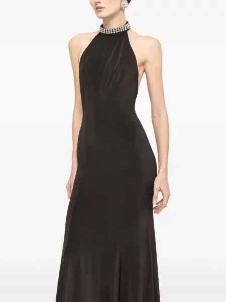 Rochie maxi Nissa cu spatele deschis de costum negru