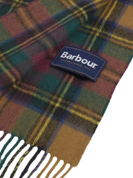 Καρό κασκόλ Barbour με κρόσσια καφέ