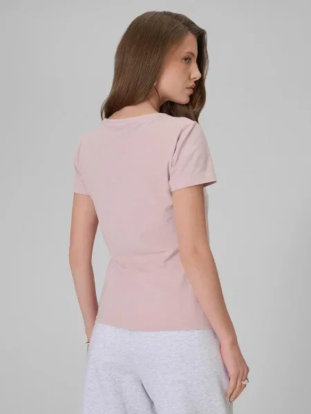 T-shirt slim gładki 4F różowa