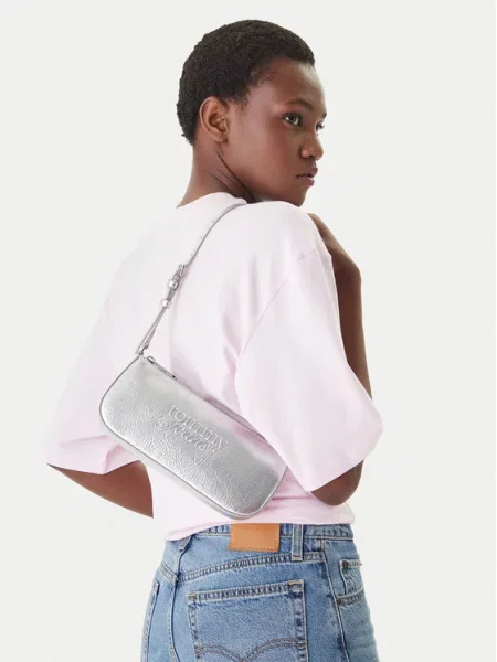 Tommy Jeans Дамска чанта Tjw Must Metallic Shoulder Bag Сребрист