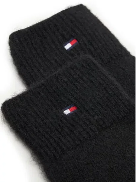 Rukavice Tommy Hilfiger Flag Fluffy Knit Gloves Black Universal černé